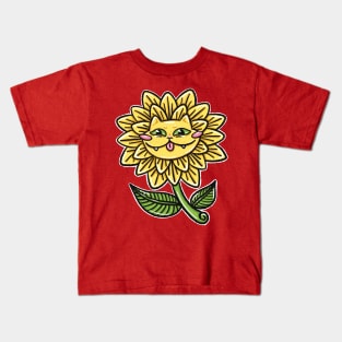 Sunny Sunflower Cat Kids T-Shirt